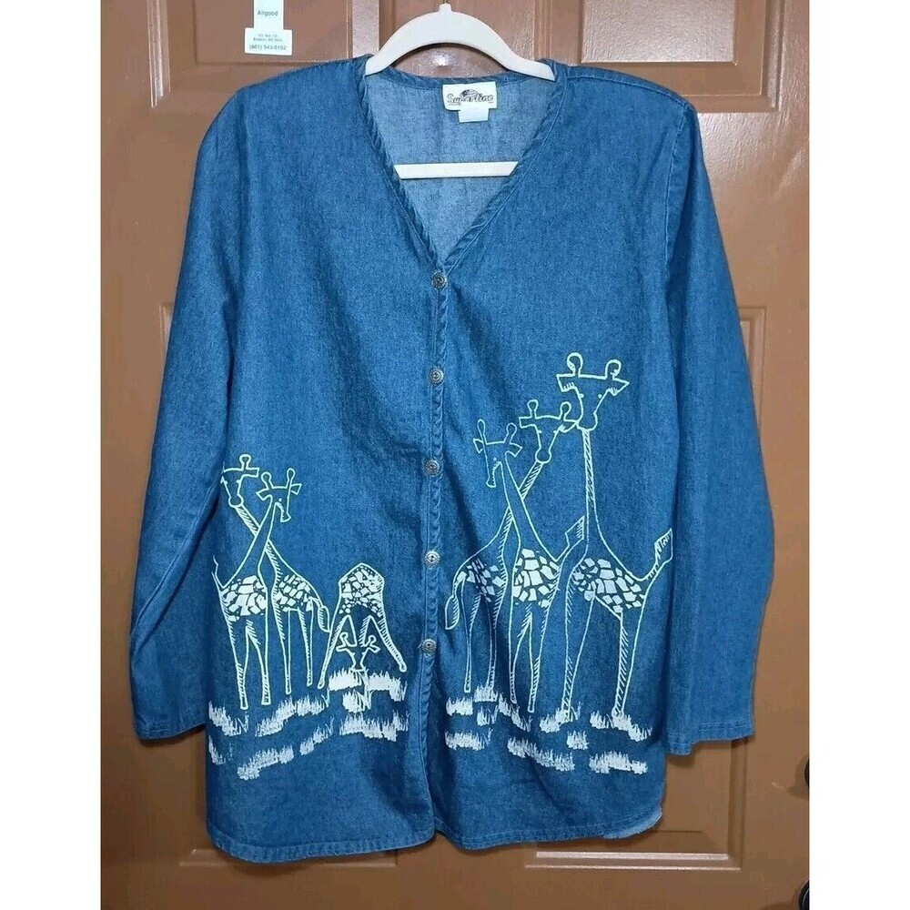 Vintage Superline Women's 100% Cotton Denim Jacket Blue Long Sleeve One Size USA